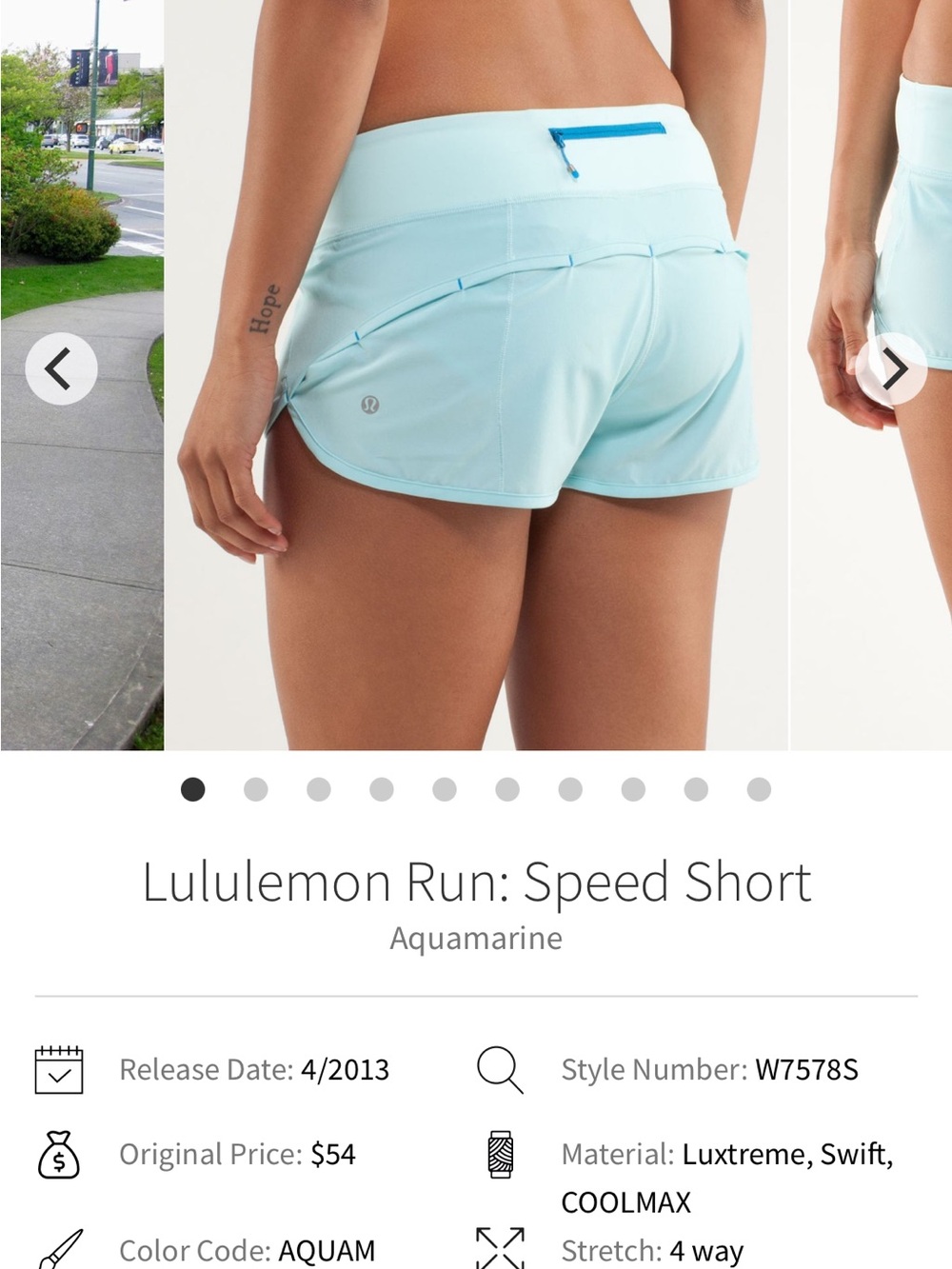 lululemon athletica Run Speed Shorts — Aquamarine with Blue Zip